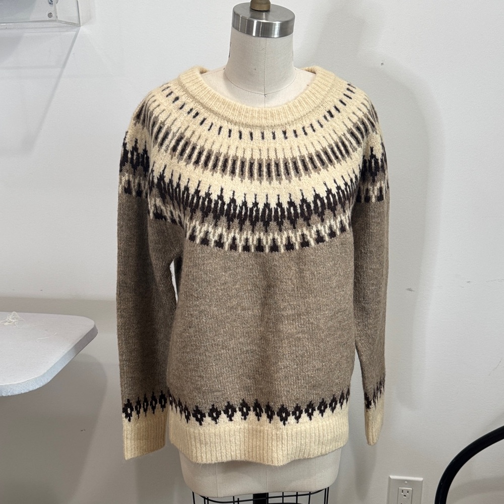Lucca Crewneck Sweater - Taupe & Cream